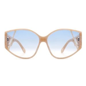 Women’s Oversize Golden Tan Round Cat Eye Sunglasses